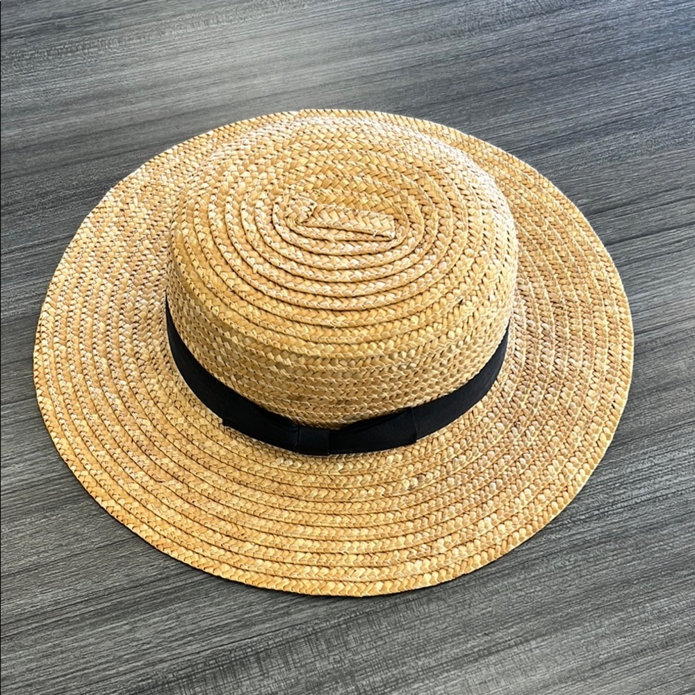 Lack of Color Stylish Straw Sun Hat with Black Band and bow. 57 CM size. - Picture 1 of 5